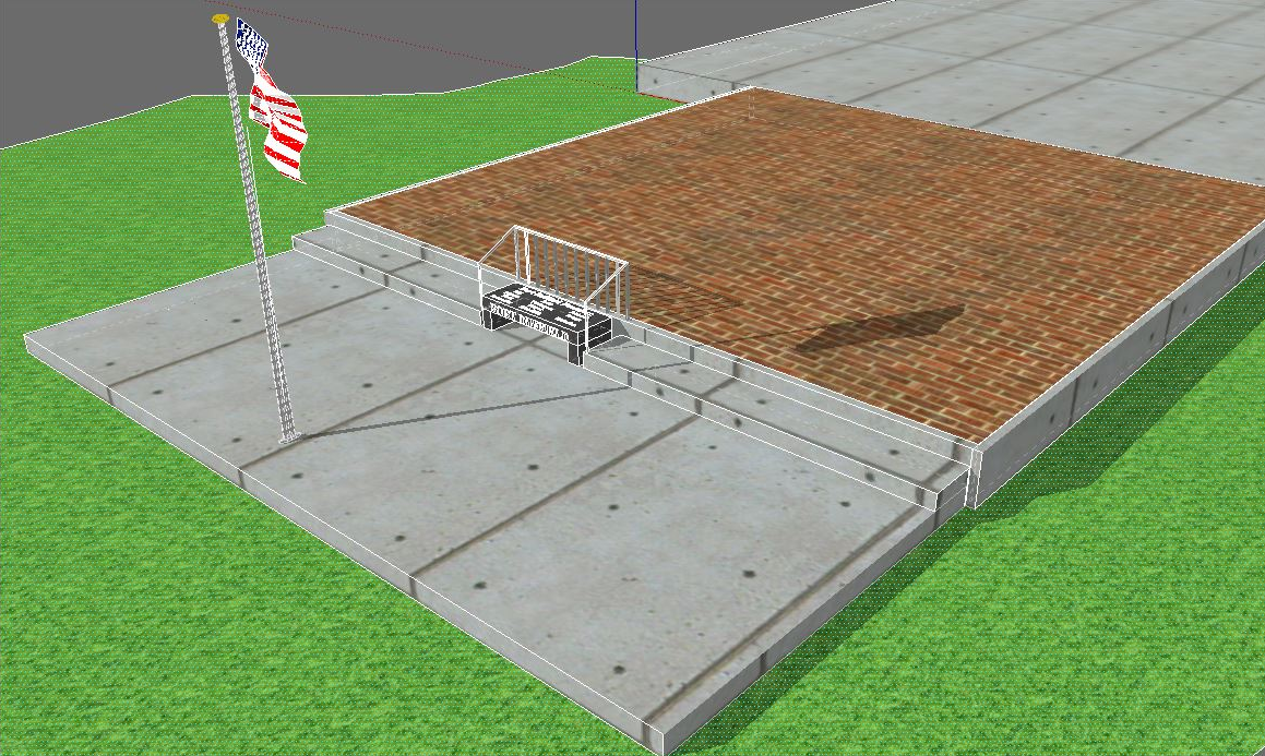 Memorial Plaza layout diagram showing brick placement