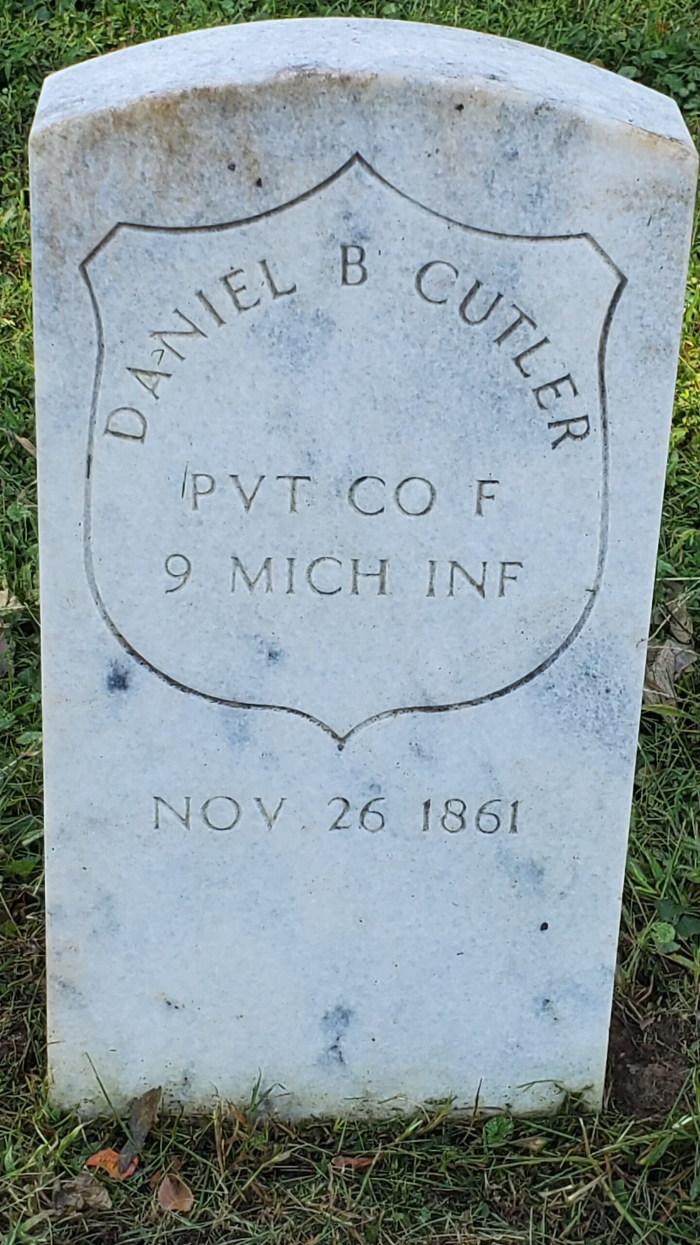 Pvt. Daniel B. Cutler, Co. F, 9th Michigan Infantry — Died November 26, 1861