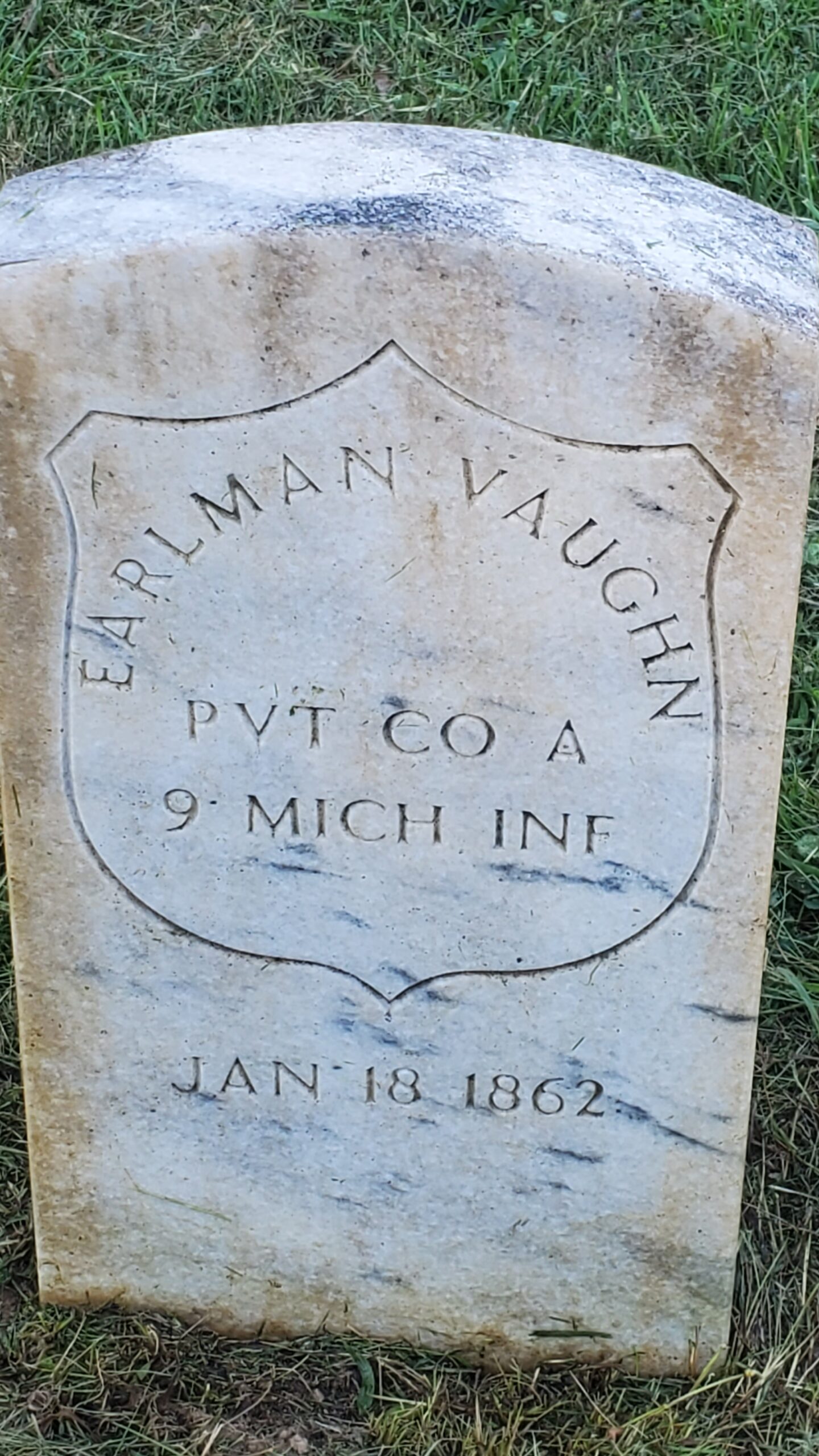 Pvt. Earlman Vaughn, Co. A, 9th Michigan Infantry — Died January 18, 1862