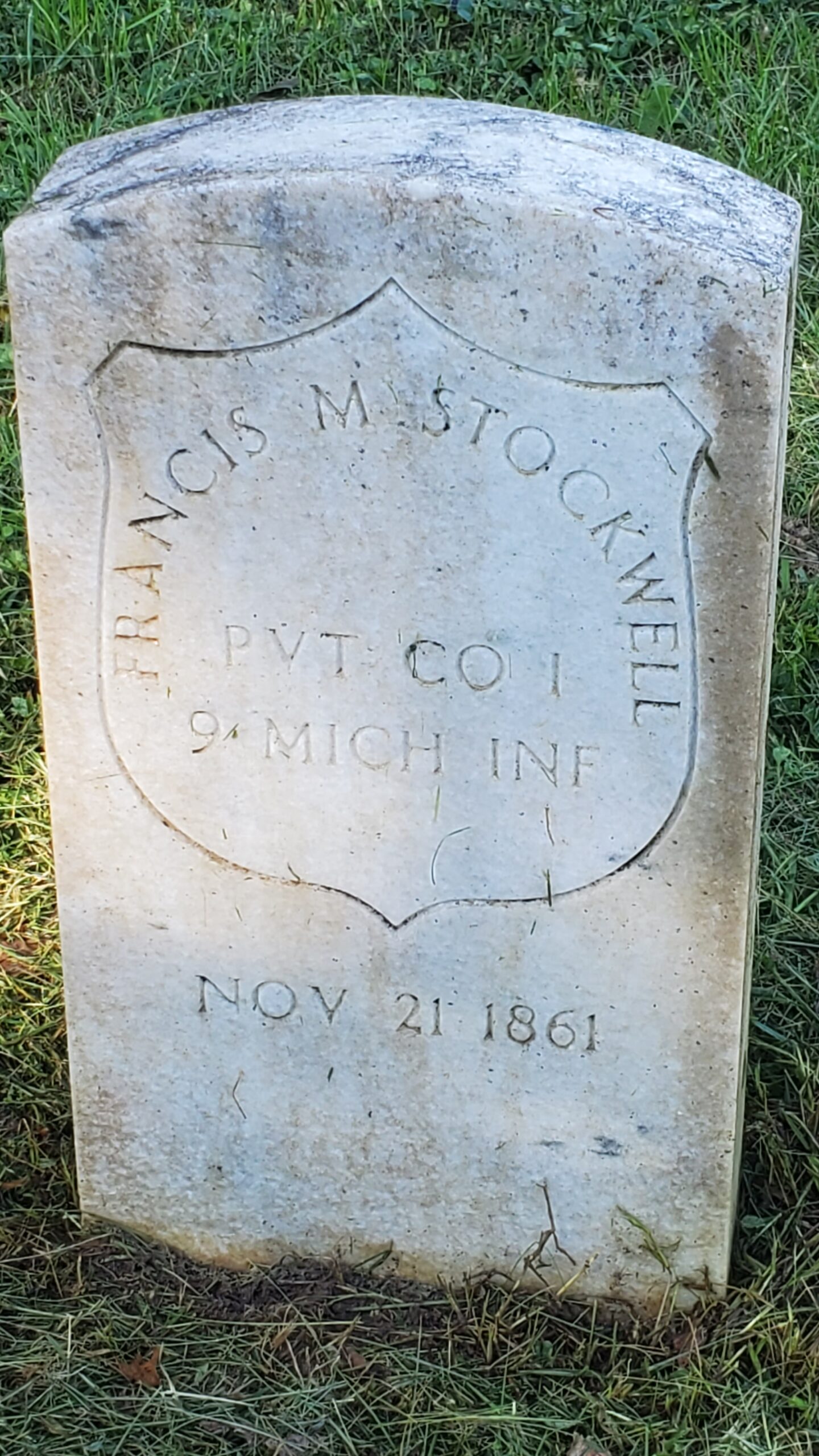 Pvt. Francis M. Stockwell, Co. I, 9th Michigan Infantry — Died November 21, 1861