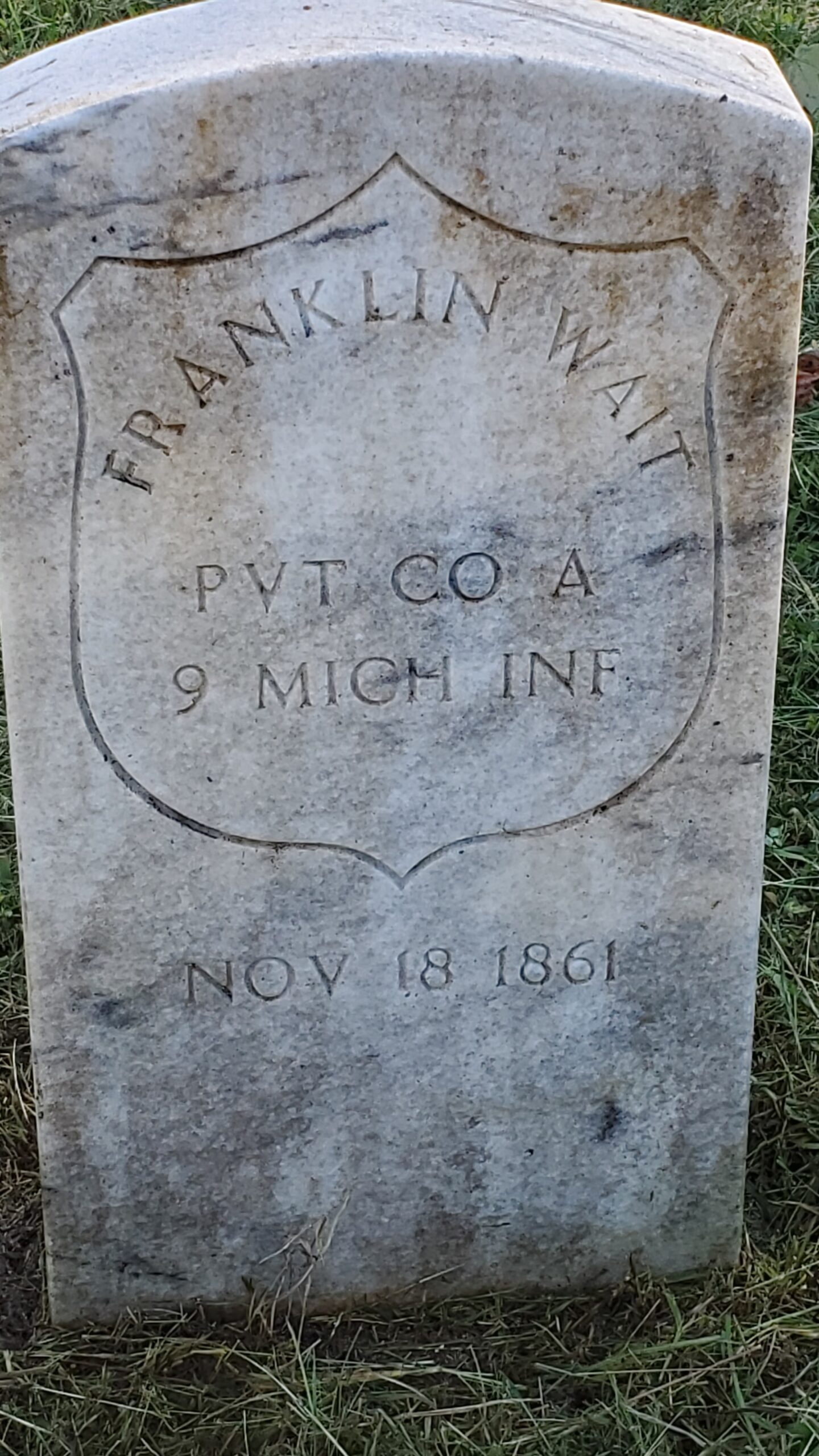 Pvt. Franklin Wait, Co. A, 9th Michigan Infantry — Died November 18, 1861