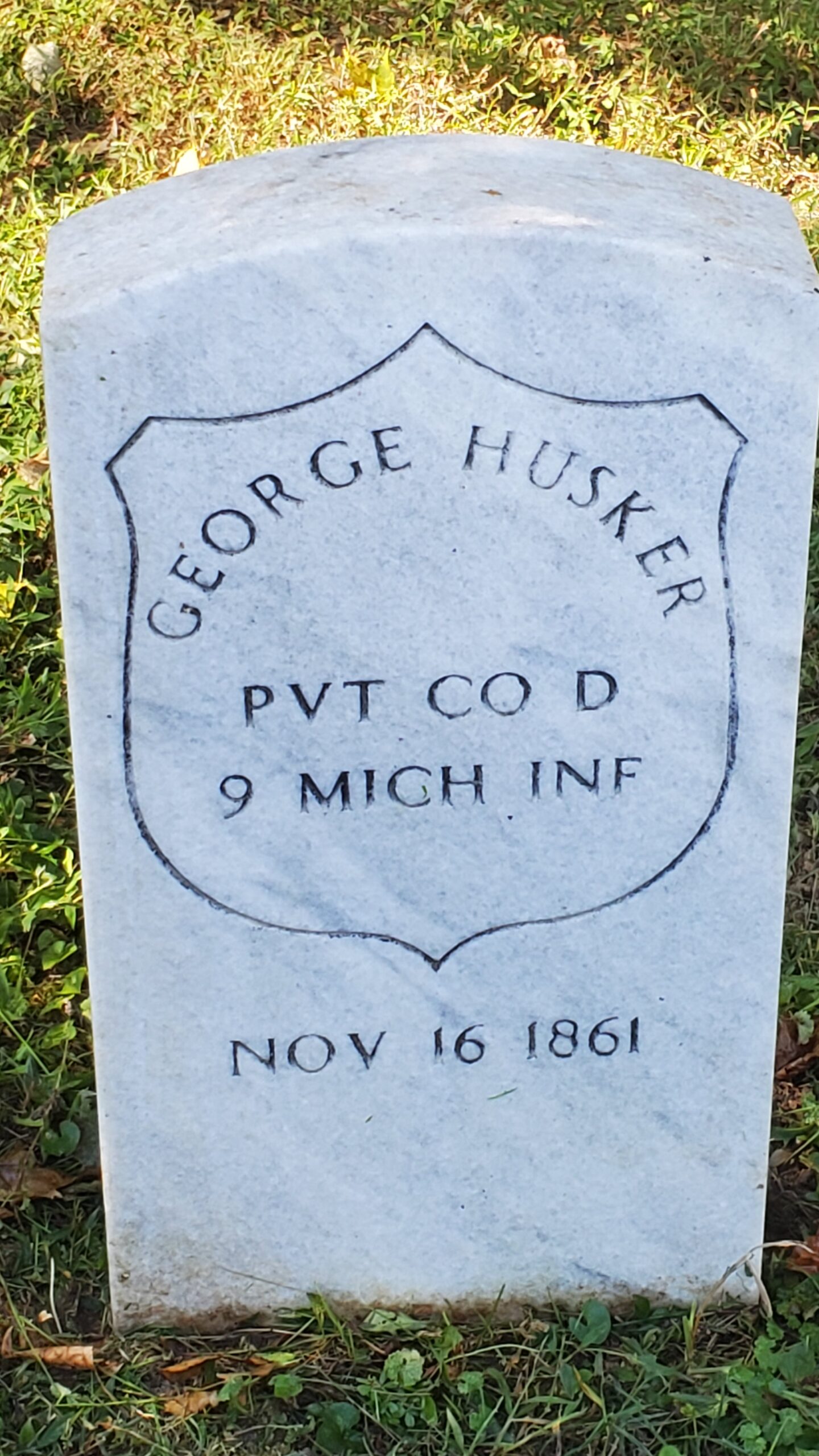 Pvt. George Husker, Co. D, 9th Michigan Infantry — Died November 16, 1861