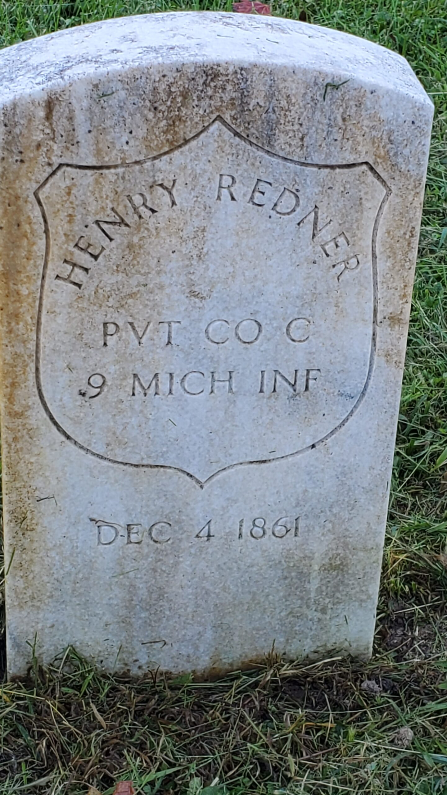 Pvt. Henry Redner, Co. C, 9th Michigan Infantry — Died December 4, 1861