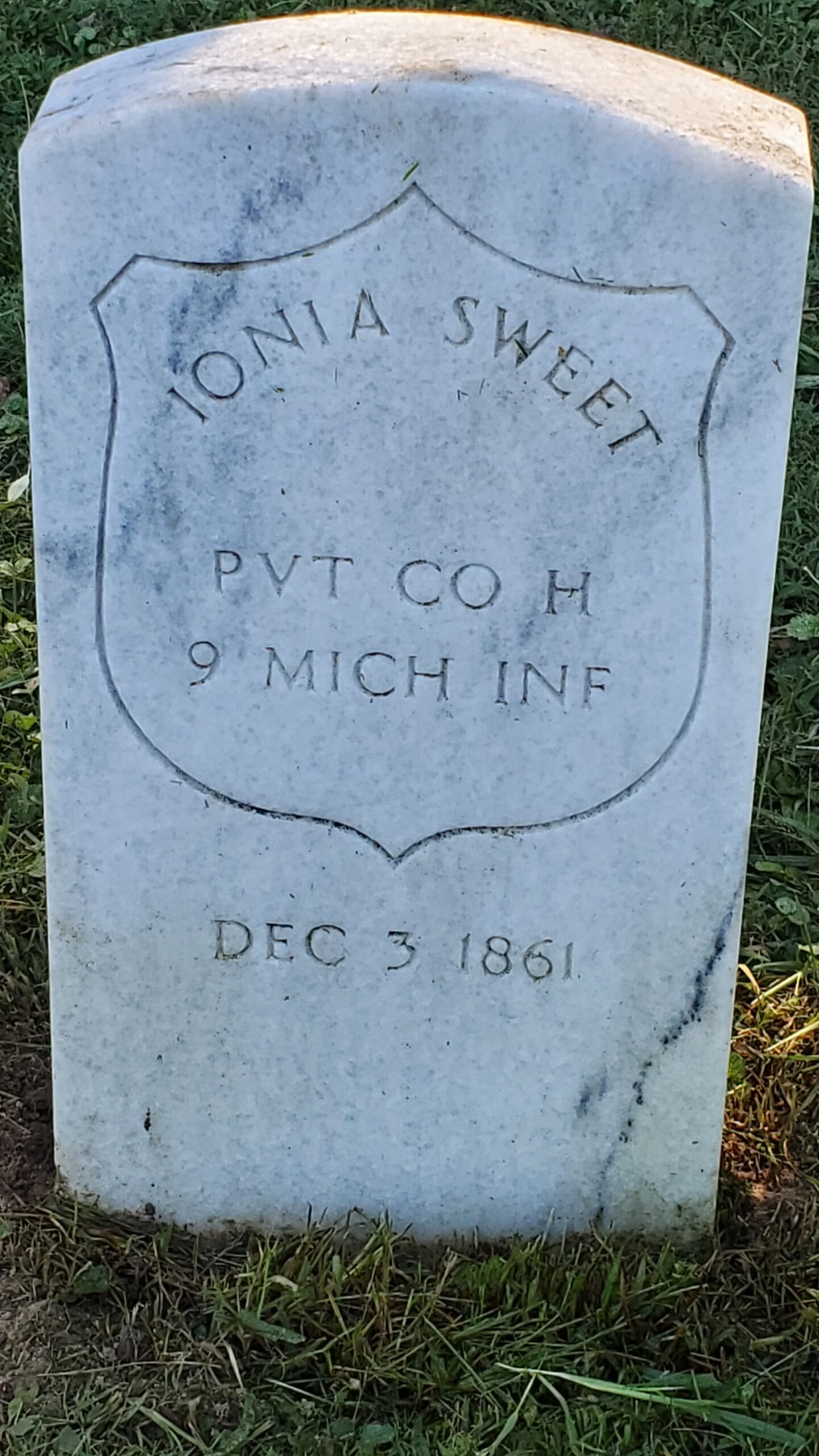 Pvt. Ionia Suite, 9th Michigan Infantry — Died December 3, 1861