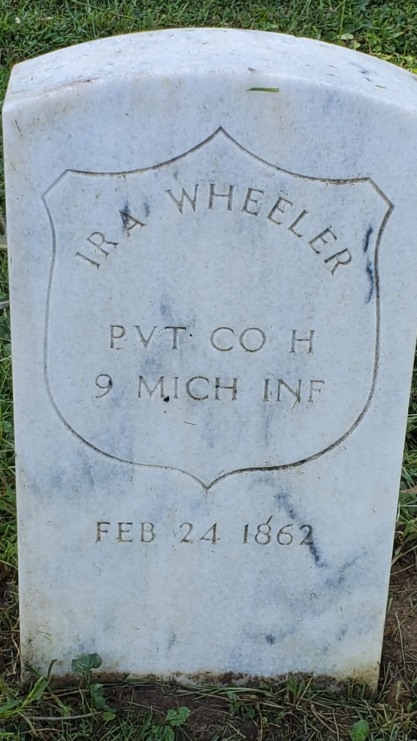 Pvt. Ira Wheeler, Co. H, 9th Michigan Infantry — Died February 24, 1862
