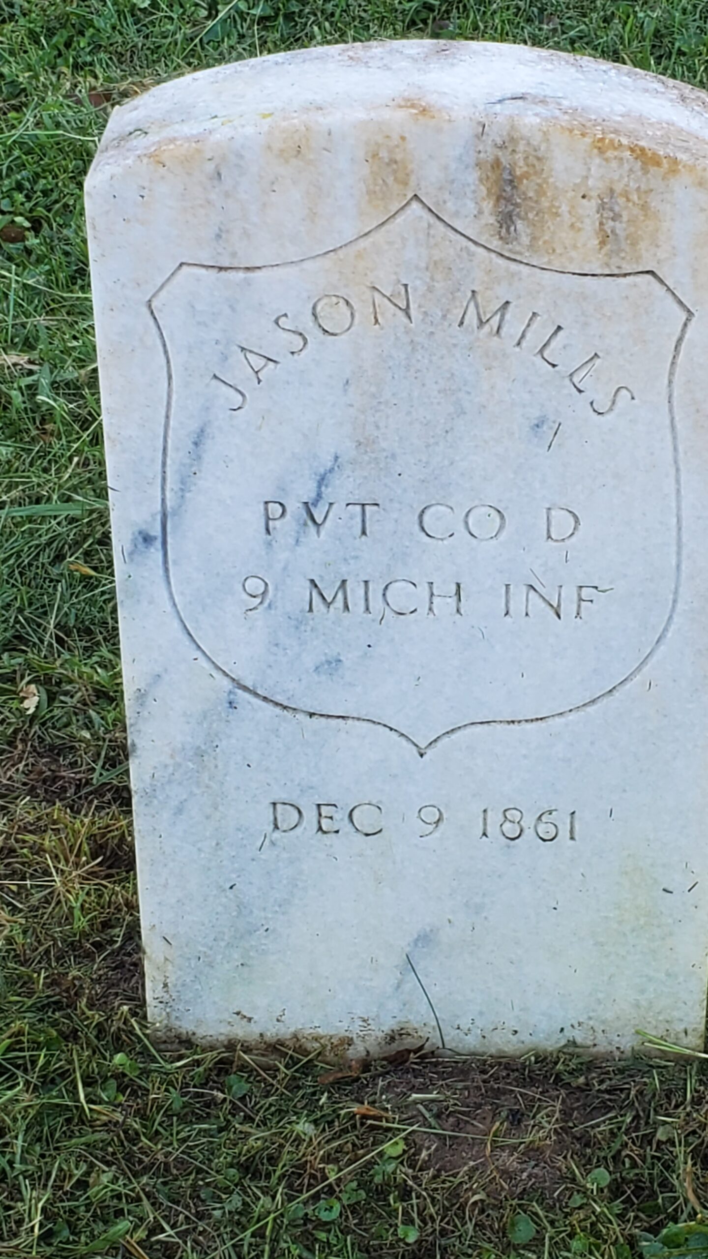 Pvt. Jason Mills, Co. D, 9th Michigan Infantry — Died December 9, 1861