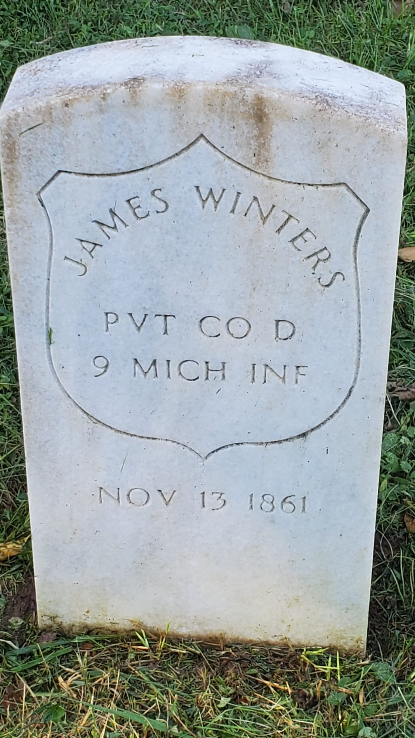 Pvt. James Winters, Co. D, 9th Michigan Infantry — Died November 13, 1861