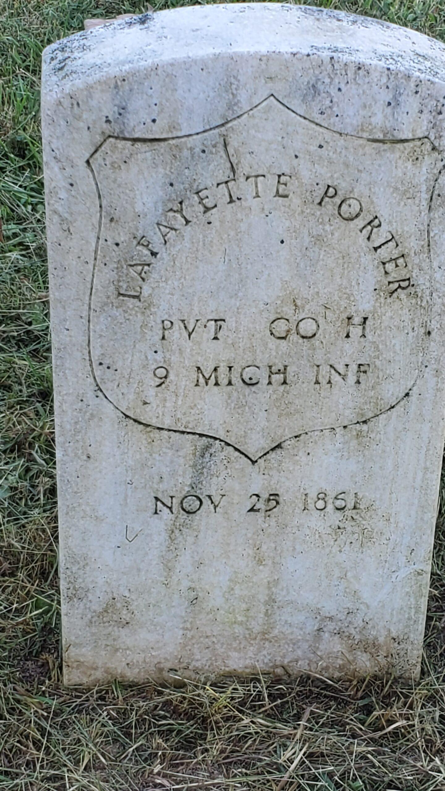 Pvt. Lafayette Porter, Co. H, 9th Michigan Infantry — Died November 25, 1861