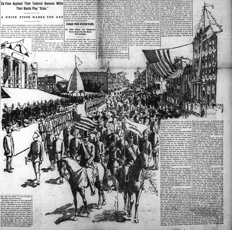 Newspaper article describing the 1895 GAR parade explosion