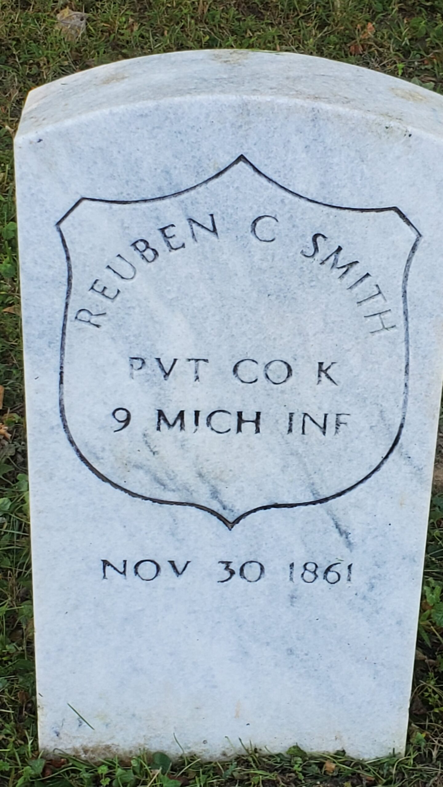 Pvt. Reuben C. Smith, Co. K, 9th Michigan Infantry — Died November 30, 1861