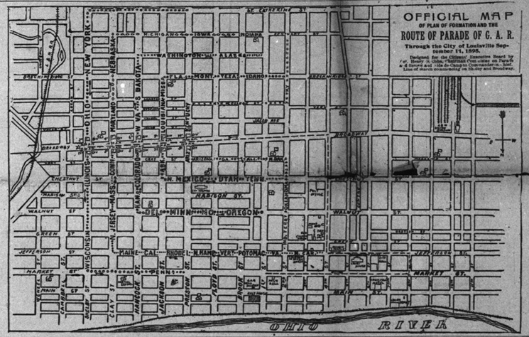 Route of the 1895 G.A.R. parade in Louisville
