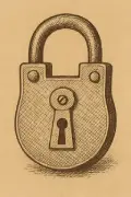 Period illustration of a small padlock or gate hardware