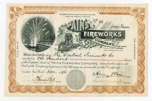 Pains Fireworks Company Receipt 1895